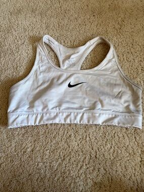 Nike White Sports Bra with Black Swoosh - Racerback Support